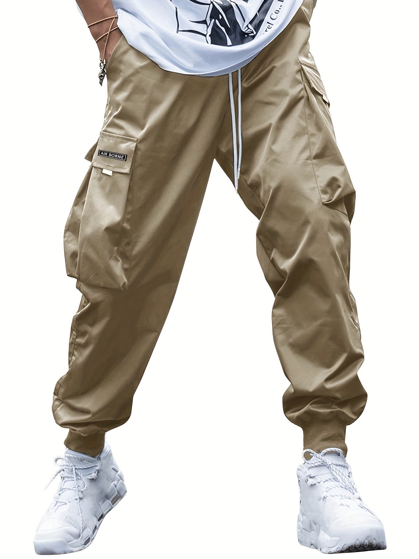 Multi-pocket Cargo Pants Men's Casual Hip-Hop Drawstring Trousers Outdoor Streetwear Sports Pant CJ US