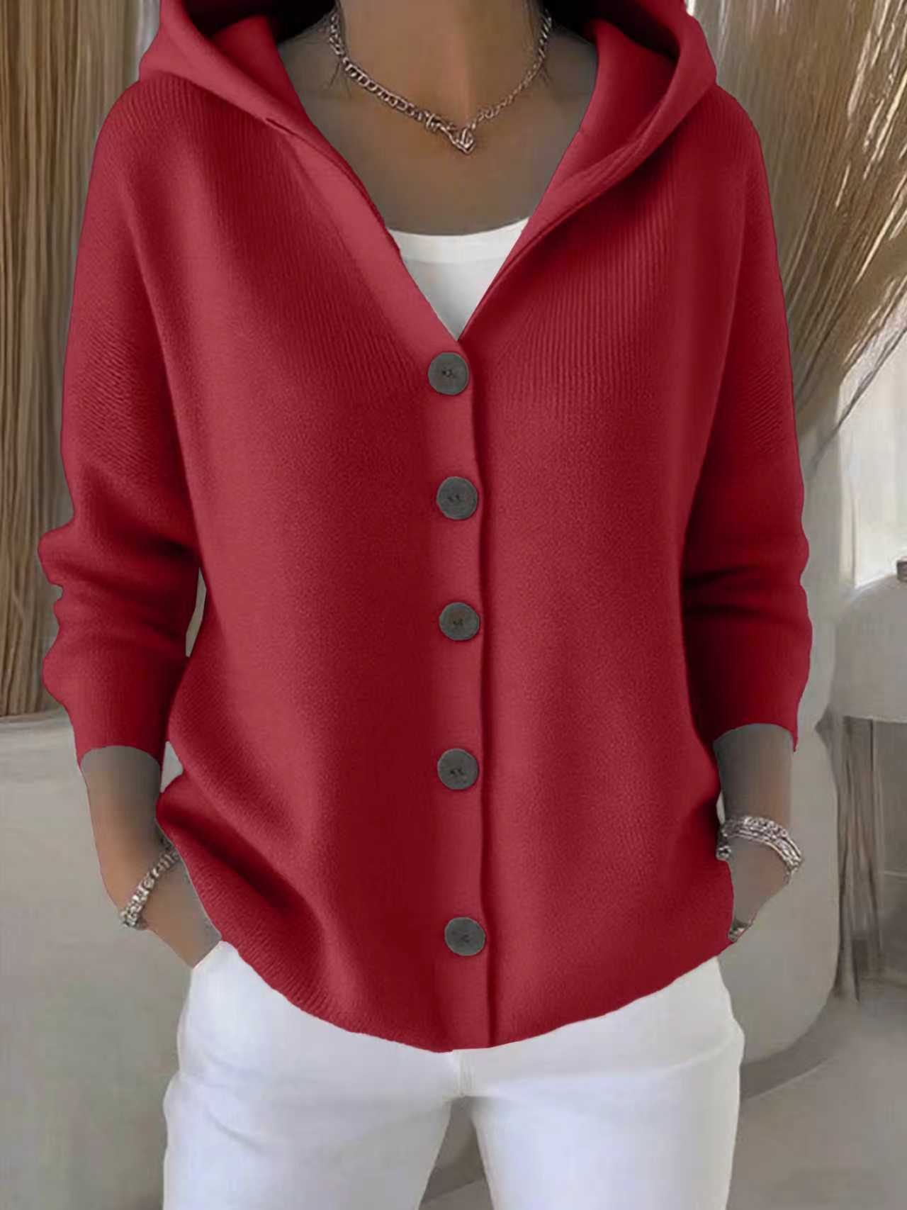 Women’s Button-Down Hoodie Cardigan Sweater Coat 