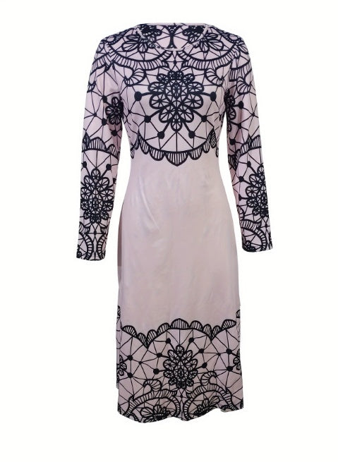 Ladies' Round Neck Printed Fashionable Dress CJ US