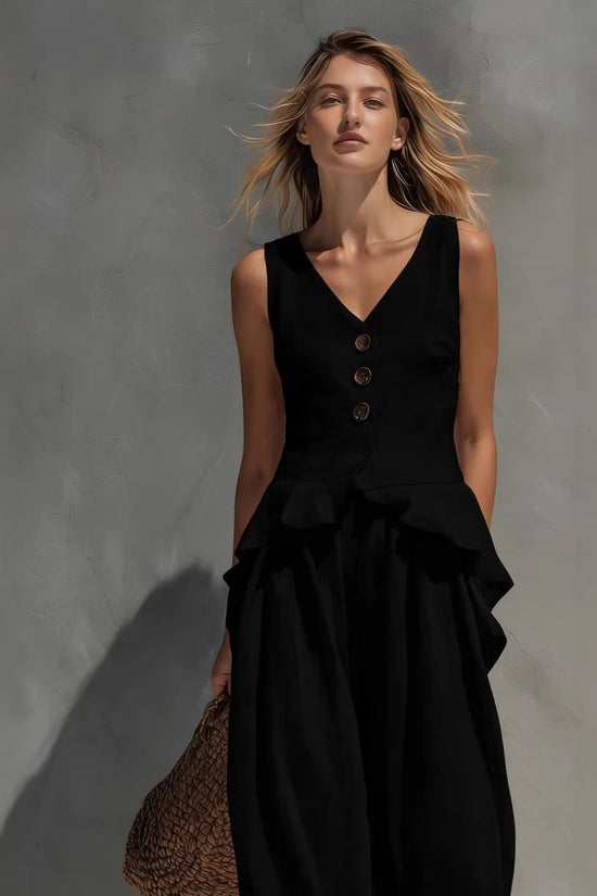 Sweatshirt-style Casual Sleeveless Top And Wide-leg Pants Two-piece Set 