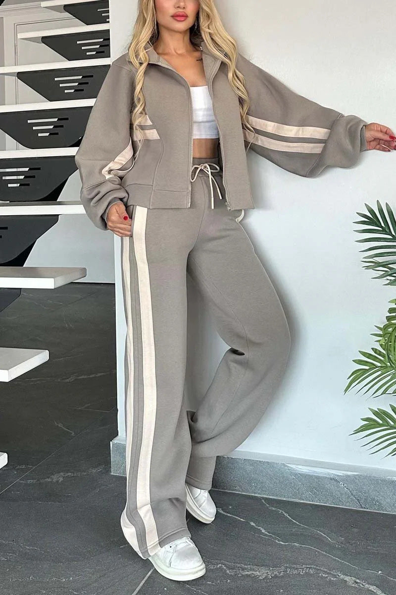 Women’s Y2K Striped Zip-Top Jacket – Retro Track Sports Suit CJ US