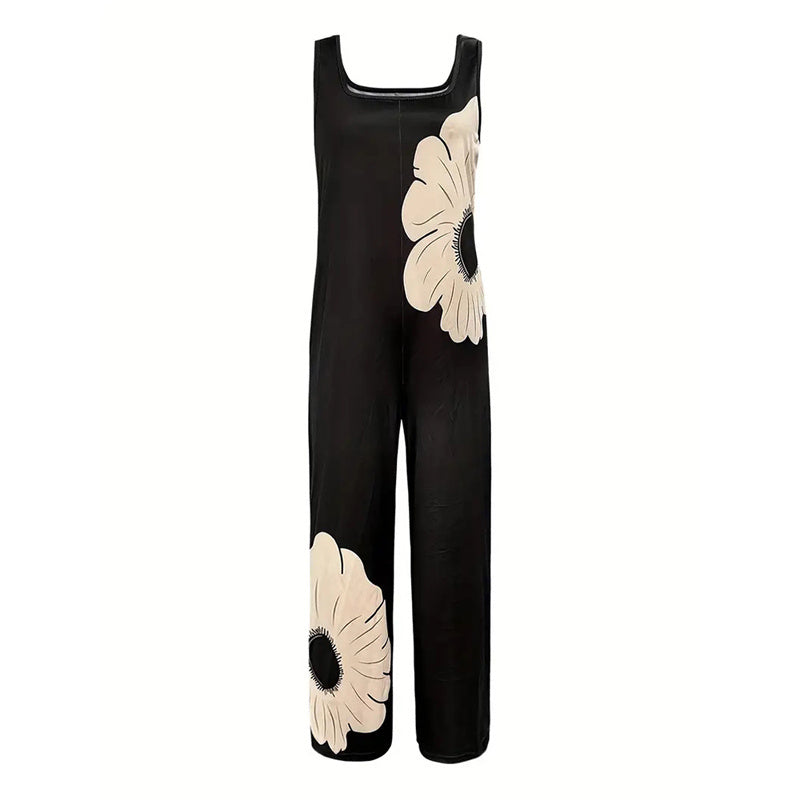 Women's Square Neck Sleeveless Jumpsuit - Floral Print Romper For Spring & Summer Casual Wear Diversi™