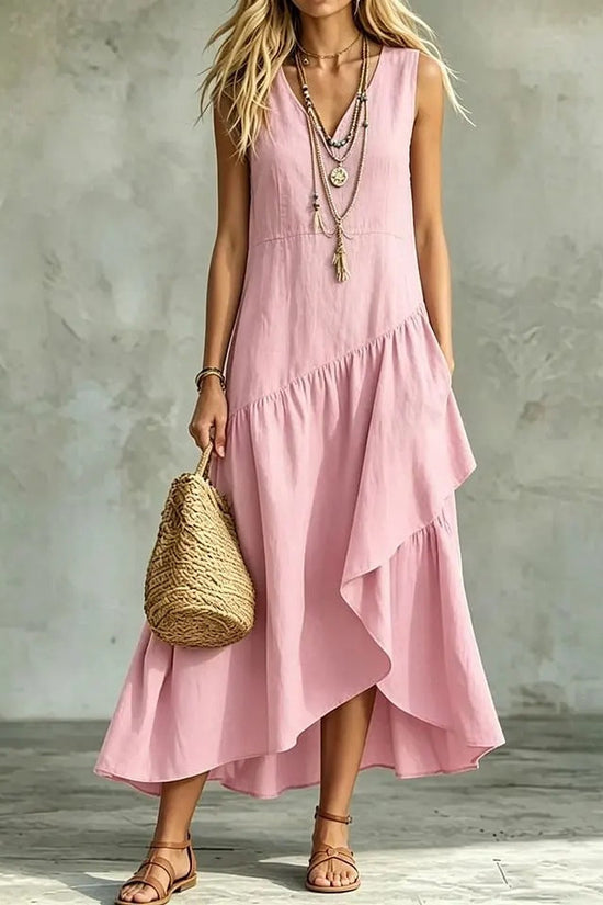 Women's Casual Solid-Color Loose Sleeveless Dress 