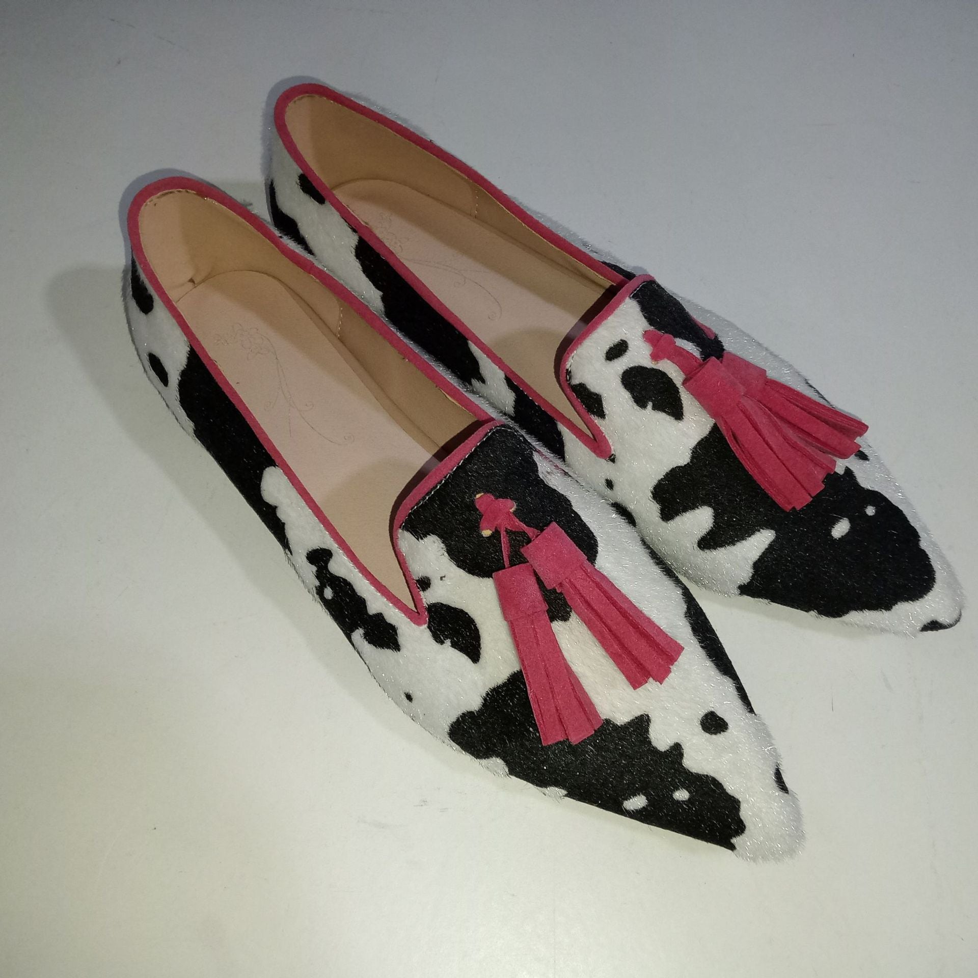 Women's Cows Pattern Tassel Casual Pumps 