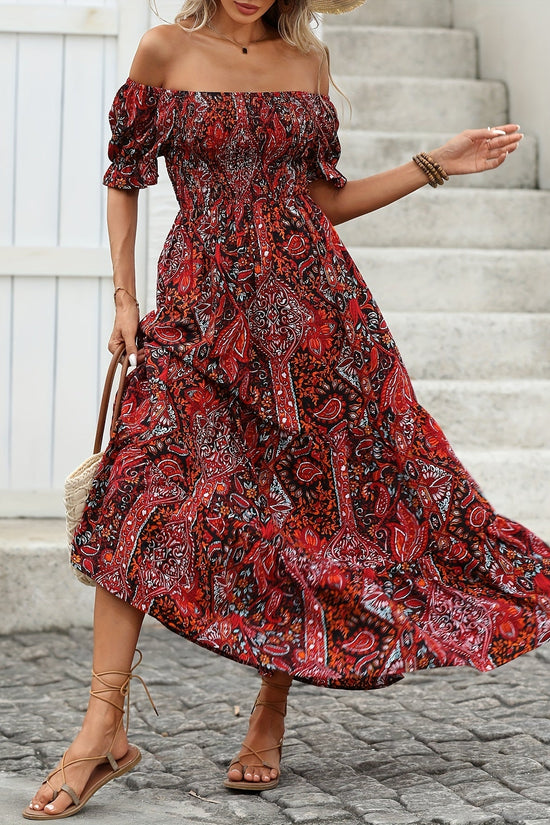 Women’s Paisley One‑Shoulder Maxi Dress Diversi Fashion™