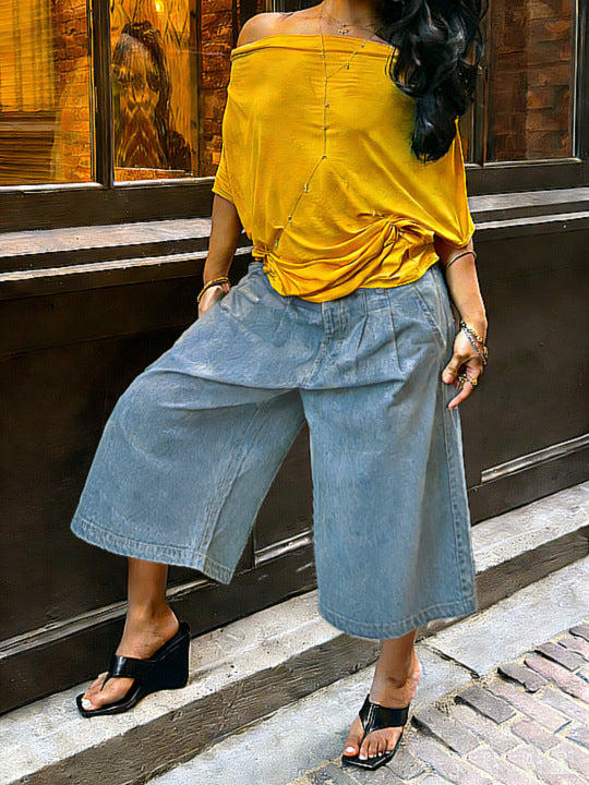 Fashionable Casual Camouflage Workwear-style Loose Wide-leg Pants 