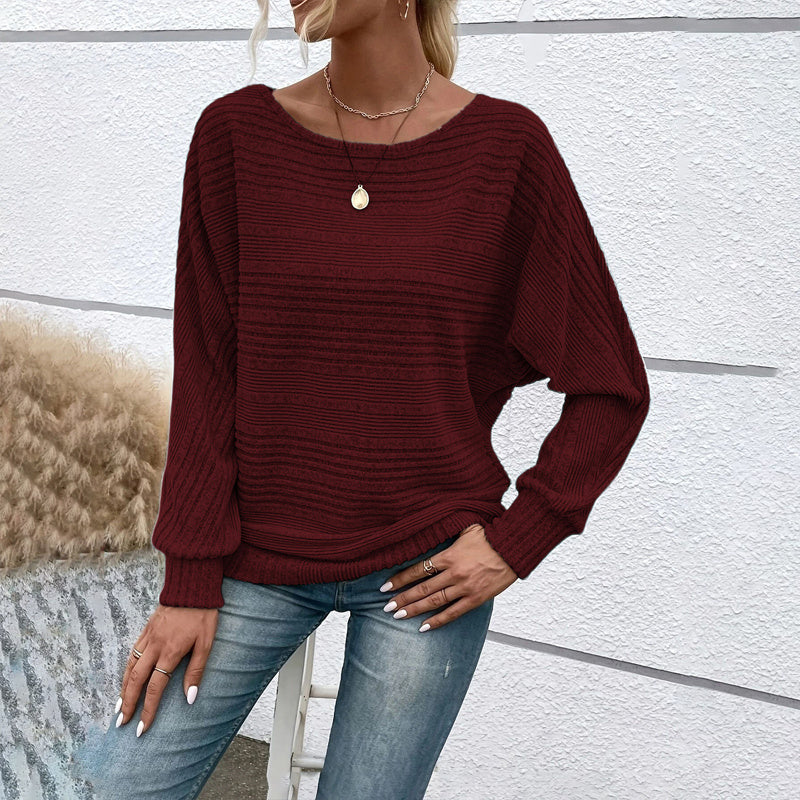 Women’s Textured Round-Neck Long-Sleeve Pullover CJ US