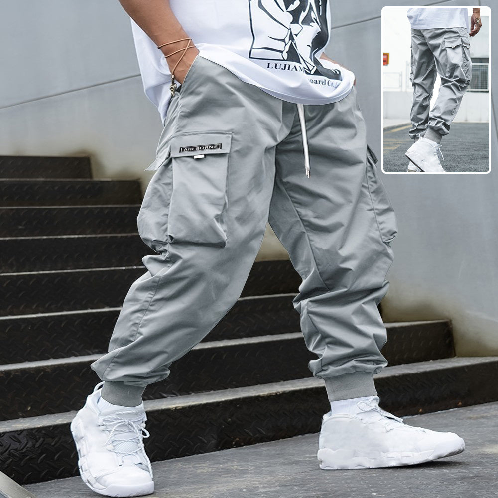 Multi-pocket Cargo Pants Men's Casual Hip-Hop Drawstring Trousers Outdoor Streetwear Sports Pant CJ US