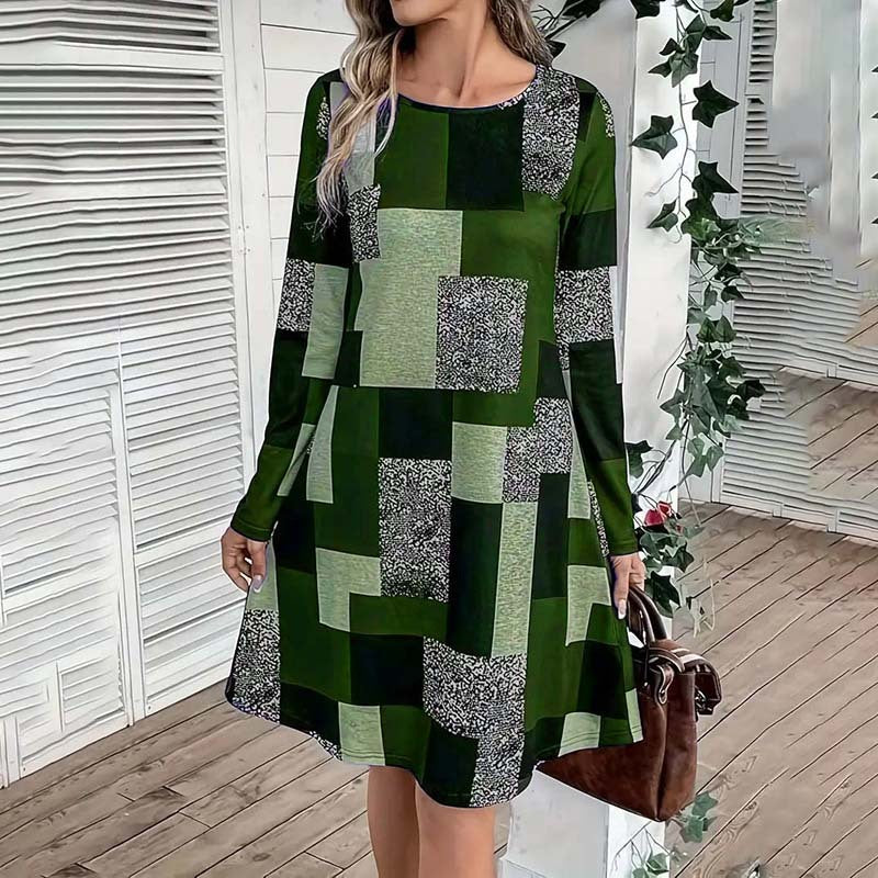 Women's Round Neck Long Sleeve Dress CJ US