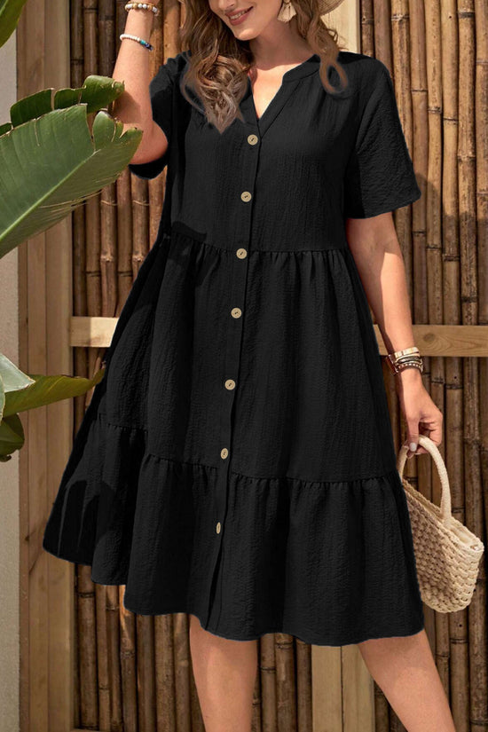 Plus-Size Button-Front V‑Neck Midi Dress CJ US