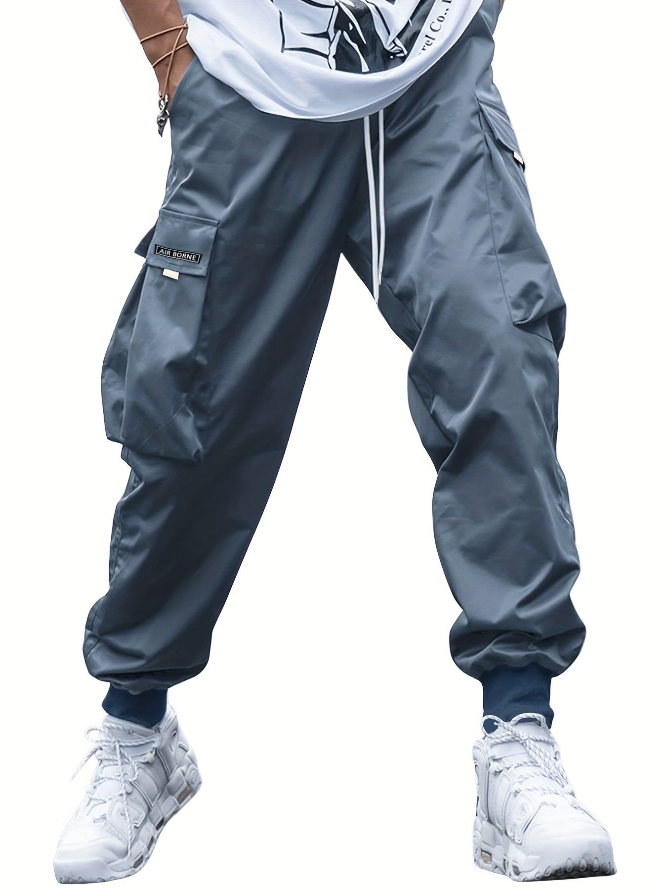 Multi-pocket Cargo Pants Men's Casual Hip-Hop Drawstring Trousers Outdoor Streetwear Sports Pant CJ US