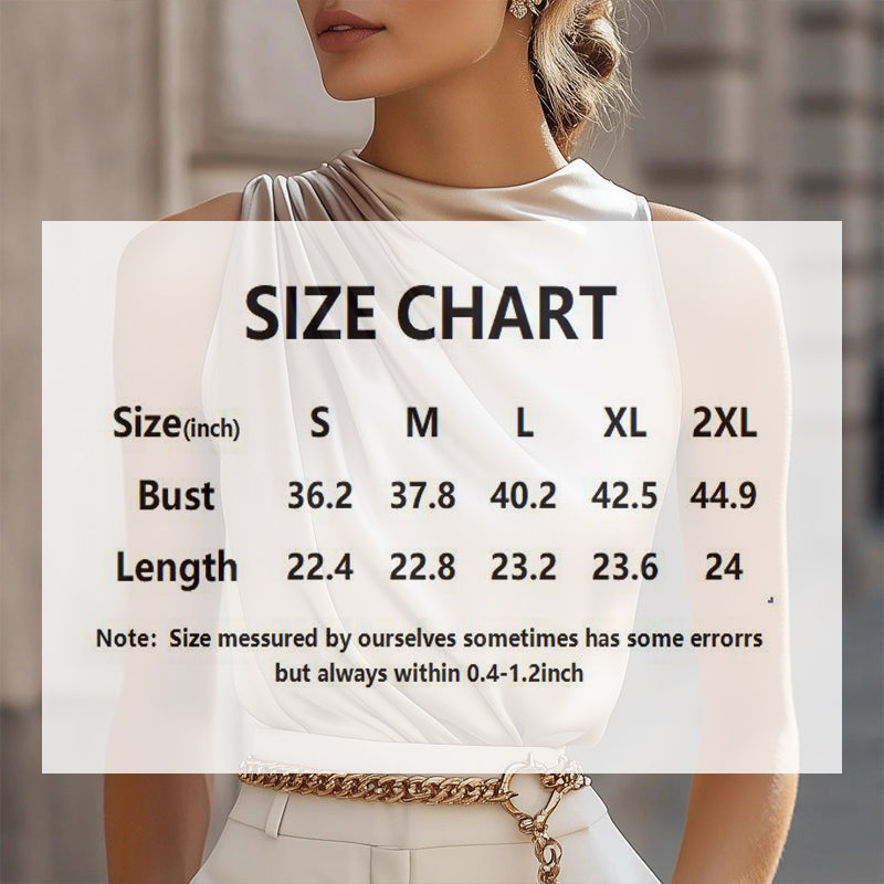 Women's Elegant Sleeveless Mock Neck Top, Ruffle Detail Solid Color Blouse For Office And Casual Wear 