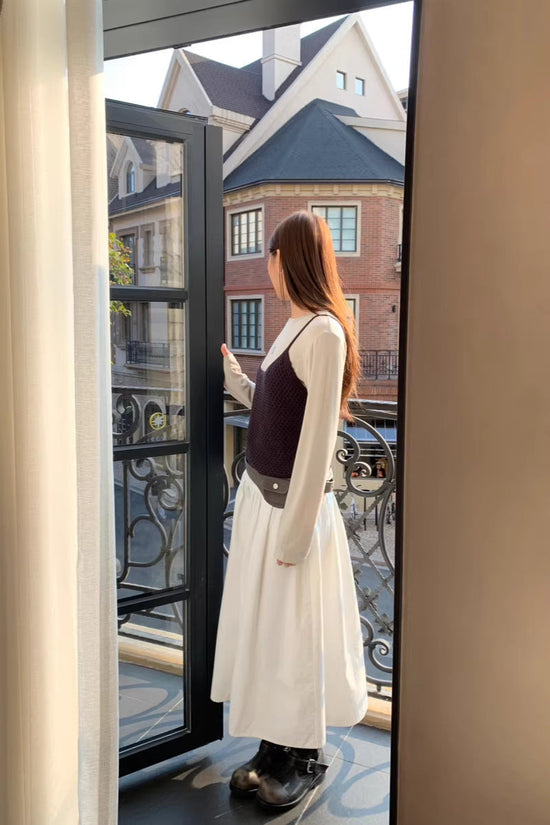 Fashionable Relaxed A-line Skirt Draping High-end Mid-length Pleated Skirt 