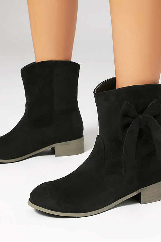 Low Heel Suede Large Size Sweet Bow Casual Boots CJ