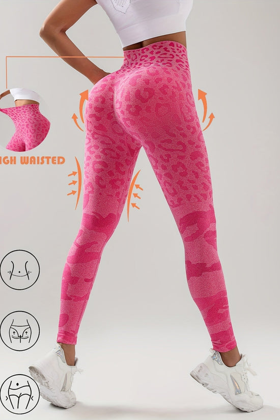 Leopard Seamless High Elasticity Sports Leggings,Tummy Control Yoga Tights null