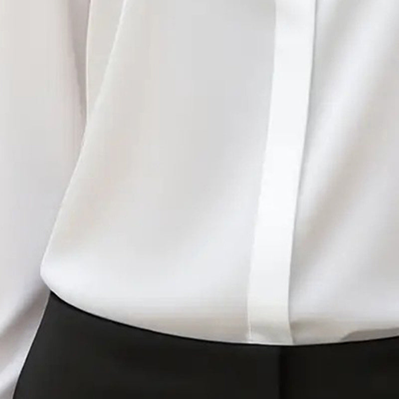 Women's Long Sleeve Satin Blouse, V Neck Loose Fit Tunic Top For Business Casual Office Fall CJ US