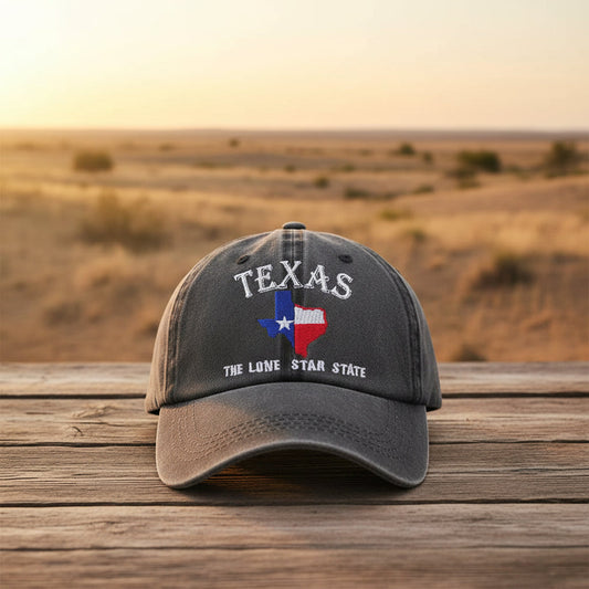 Texas Lone Star Embroidered Vintage Washed Baseball Cap – Adjustable Unisex Hat 