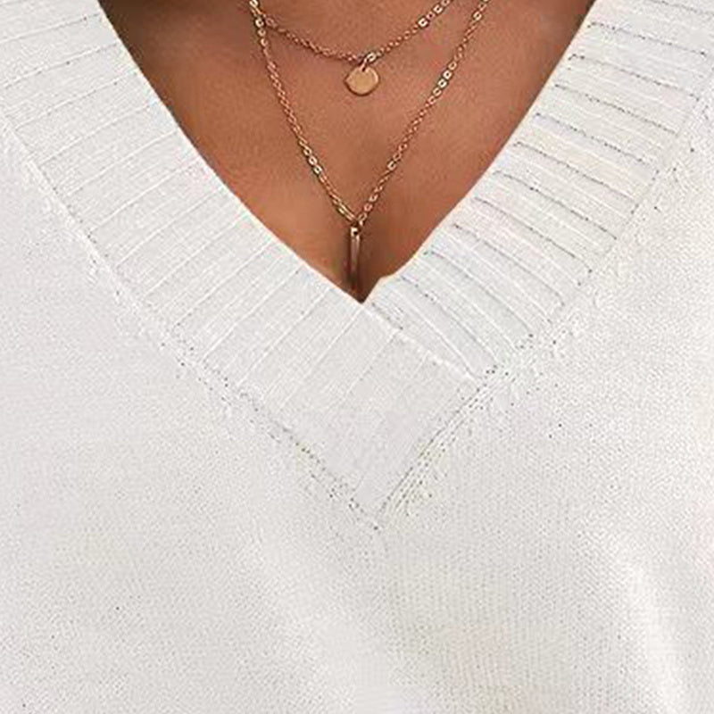 Womens Sweaters Casual Drop Shoulder Long Sleeve V Neck Pullover Tops Trendy Fall Fashion Clothes CJ US