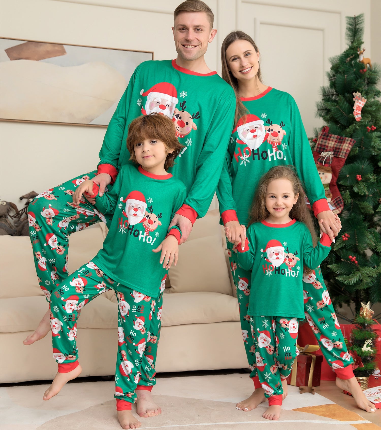 Christmas Pajamas For Family Matching Family Christmas PJs Sets Santa Claus Printed Top Sleepwear CJ