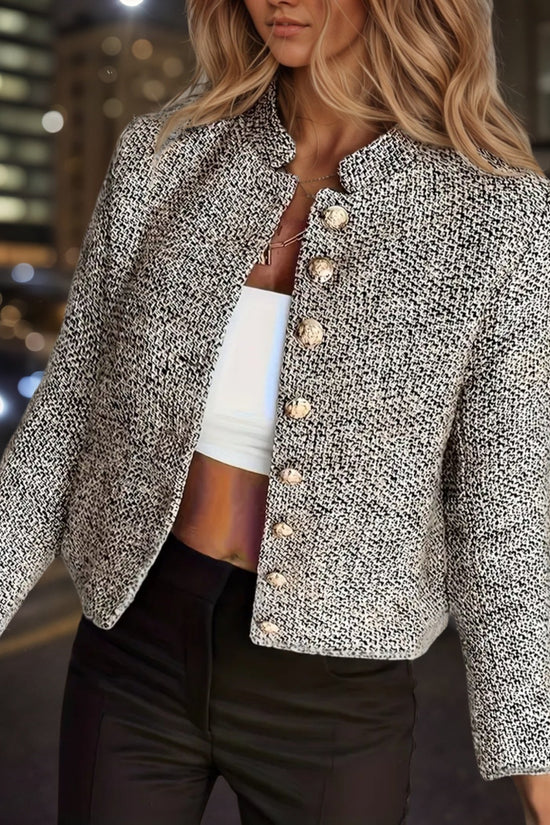 2025 Large Elegant Floral Top Lightweight Polyester Elegant Women's Fashion Floral Top - Long Sleeved, Buttoned Front, Opaque, Solid Color Jacket, Suitable For Work And Leisure CJ US