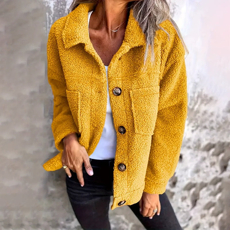Plus Size Women’s Solid Color Sherpa Jacket CJ US