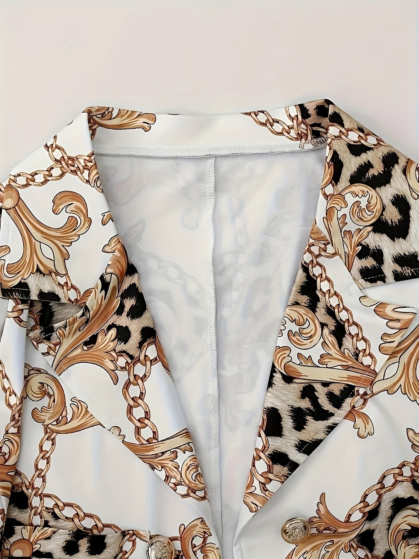 Two Piece Lapel Blazer Set Geometric Print Micro Elastic Fake Buttons Casual Fabric Outfit For Spring Fall  Polyester Womens Clothing Amazon Does Not Sell CJ US