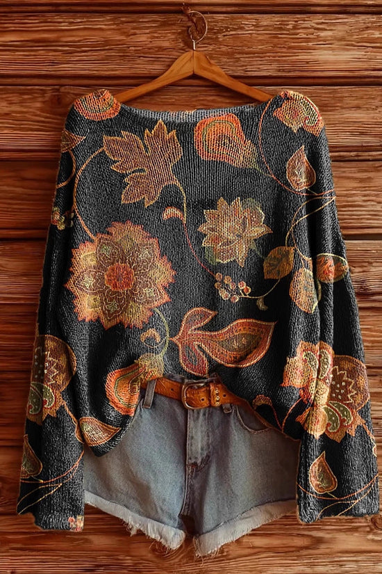 Women’s Fall Wildflower Print Long Sleeve T-Shirt 