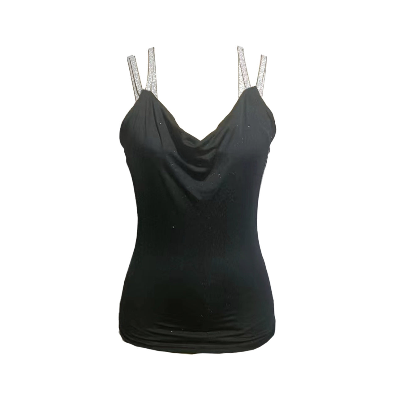 Sequin V-Neck Camisole – Rhinestone Strap Sparkly Top CJ US