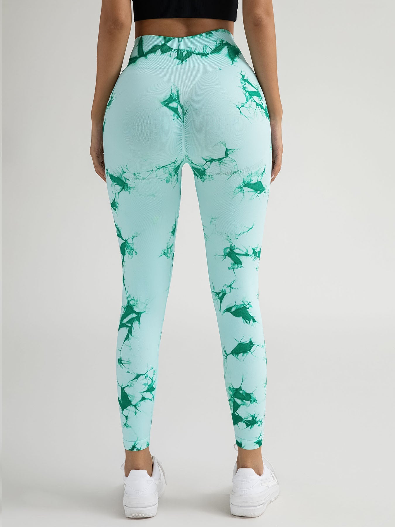 New Style Women's High-Waisted Yoga Leggings With Hollow-Out & Tie-Dye Design CJ US
