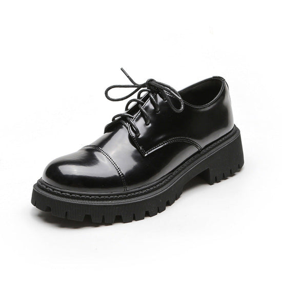 Women’s Solid-Color Retro Slip-On Platform Shoes – Versatile Casual Style CJ