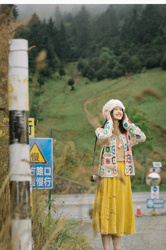 Women’s Hollow Hand Crochet Cardigan – Elegant Open Front Sweater CJ