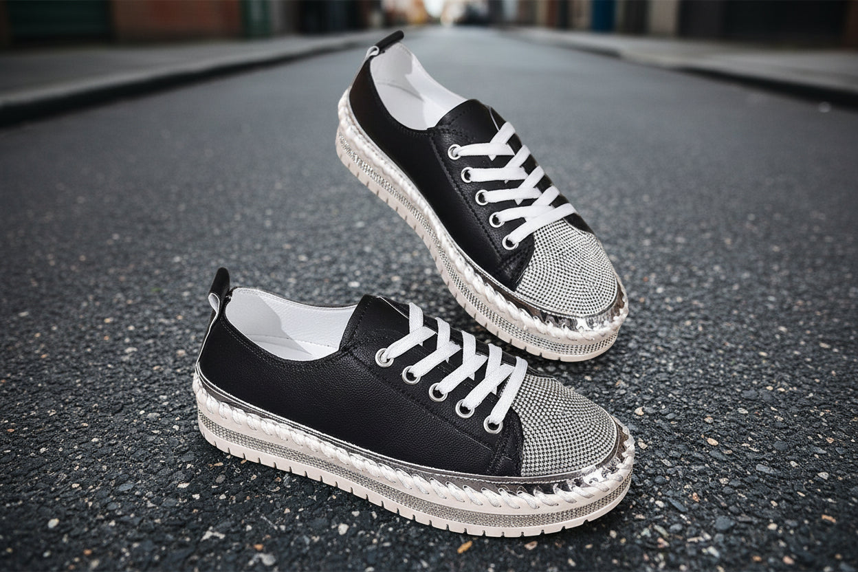 Women’s Plus Size White Sneakers – Chunky Sole Casual Everyday Shoes - FitiqueFit