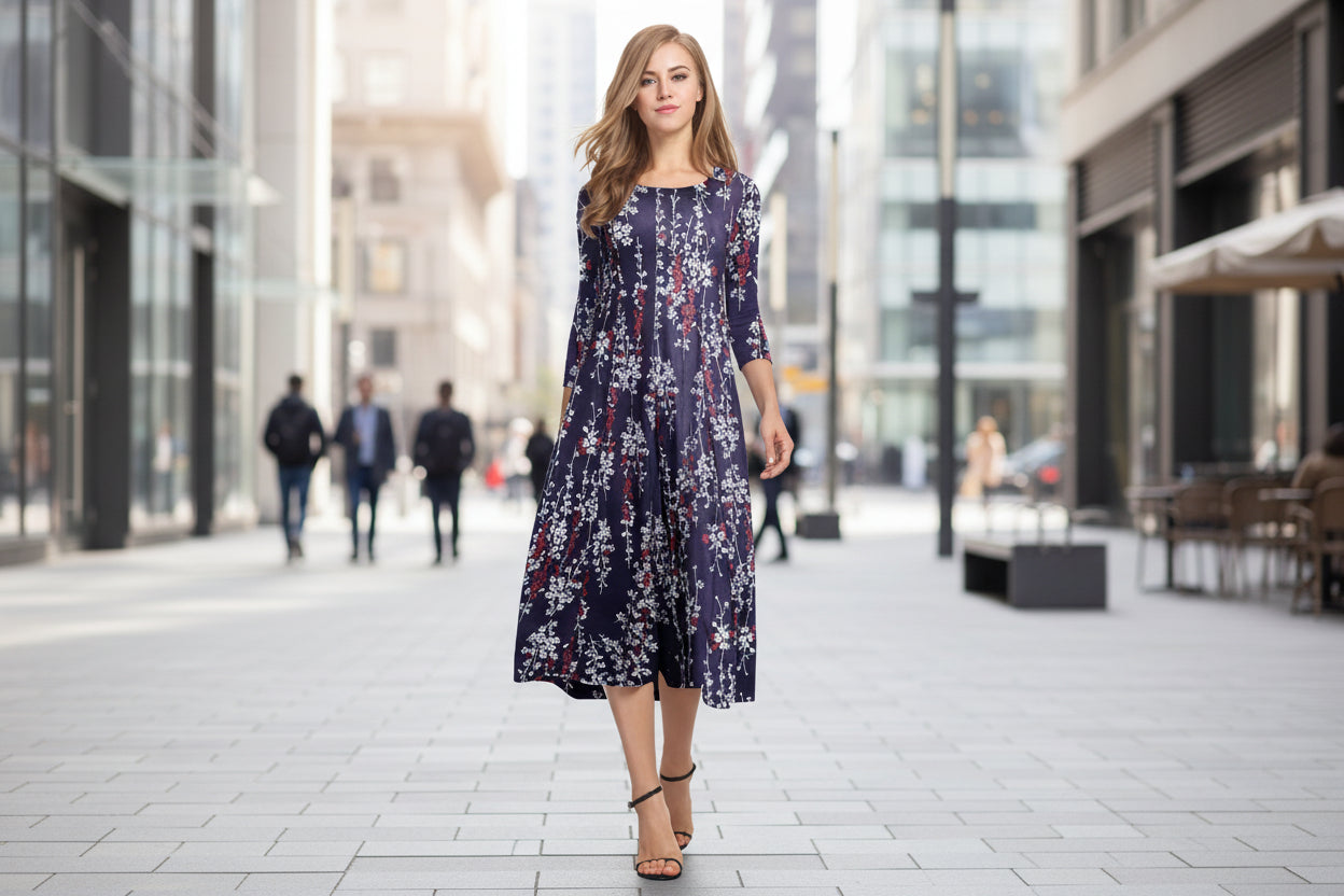 Women's Fashion Floral Slim-fit Short-sleeve Dress 