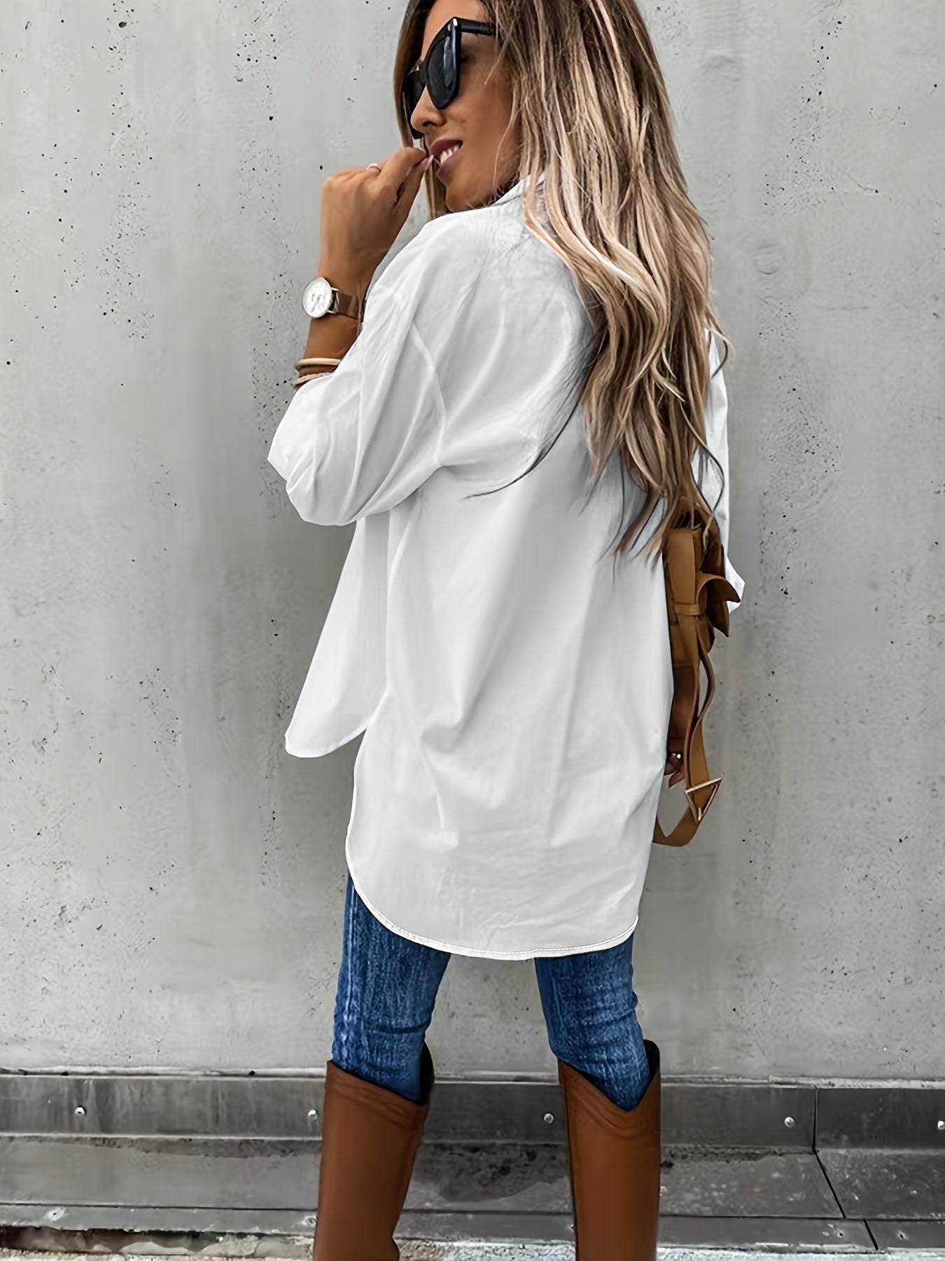 Simple Casual Long Sleeve Shirt With Pocket CJ US