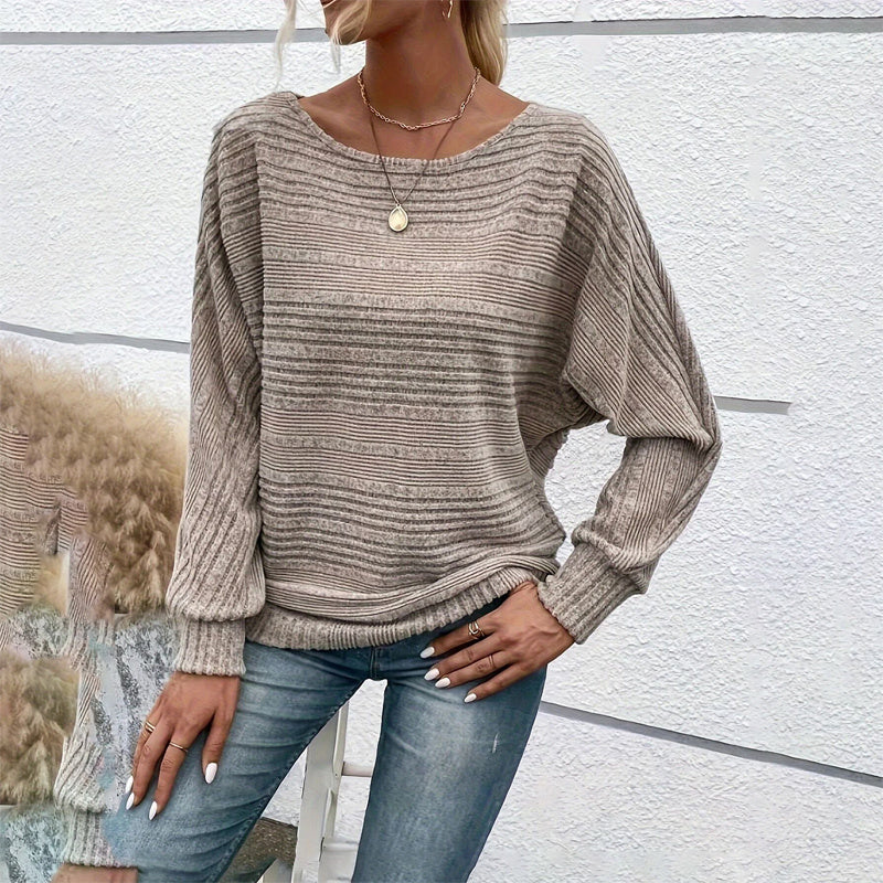 Women’s Textured Round-Neck Long-Sleeve Pullover CJ US