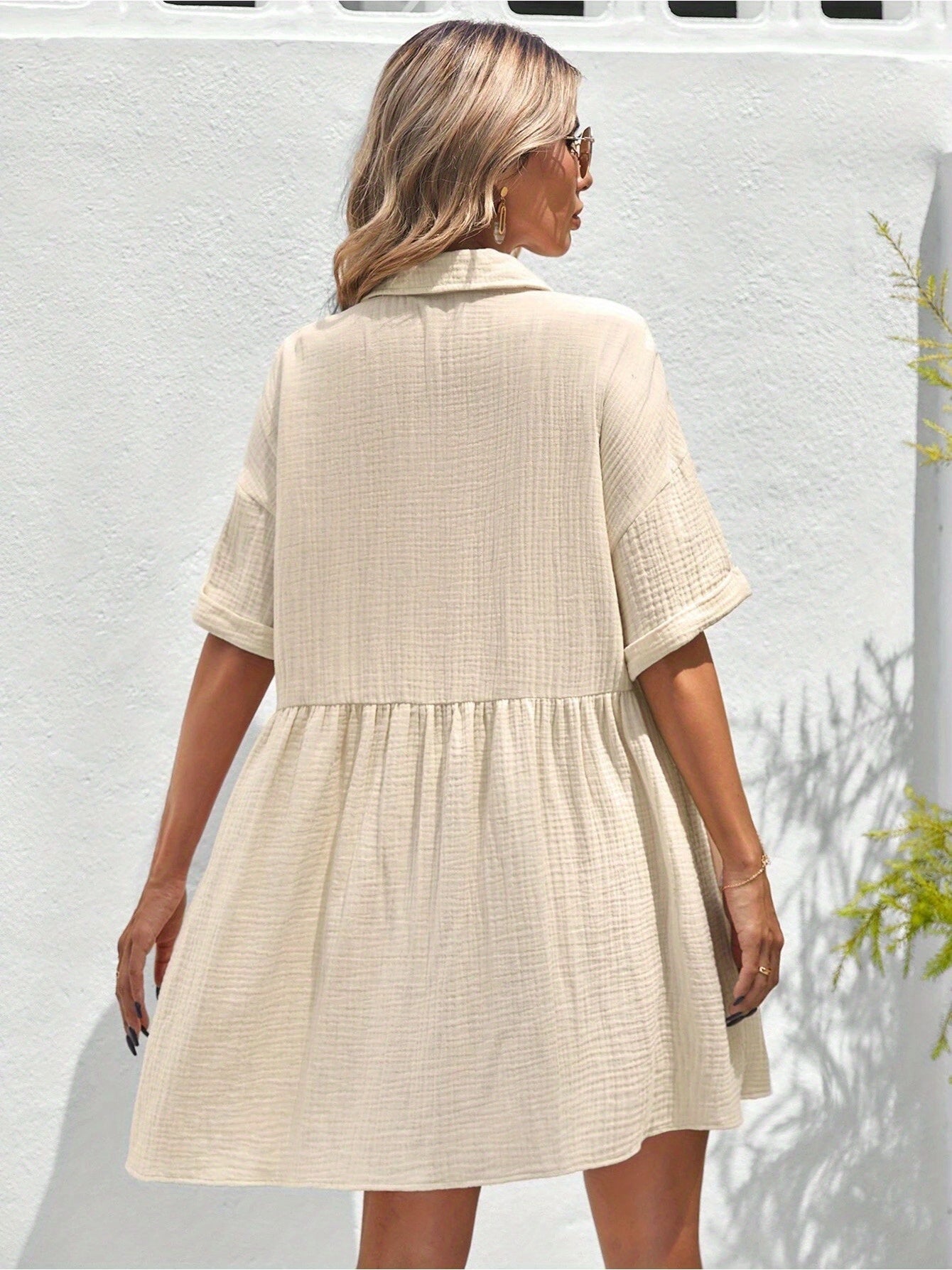 Women’s Ruffle Hem Shirt Dress – Loose Fit Summer Holiday Style CJ US