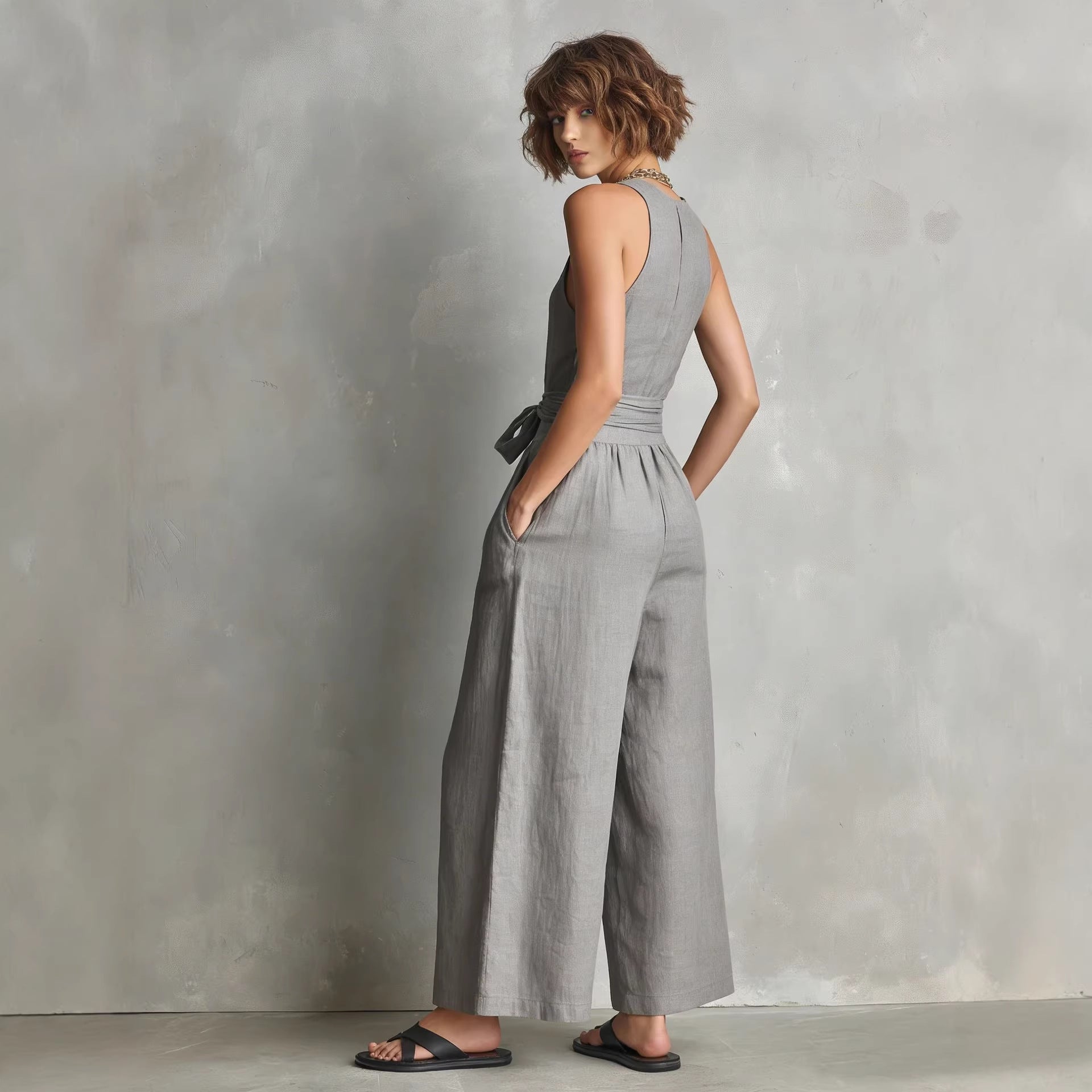 Elegant Commuter V-Neck Jumpsuit For Women 
