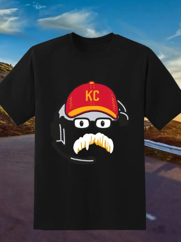KC, Football Graphic Print T-Shirt - Crew Neck, A Comfortable Women's Short-sleeved Crew Neck T-shirt For Everyday Wear And Stylish Layering CJ US