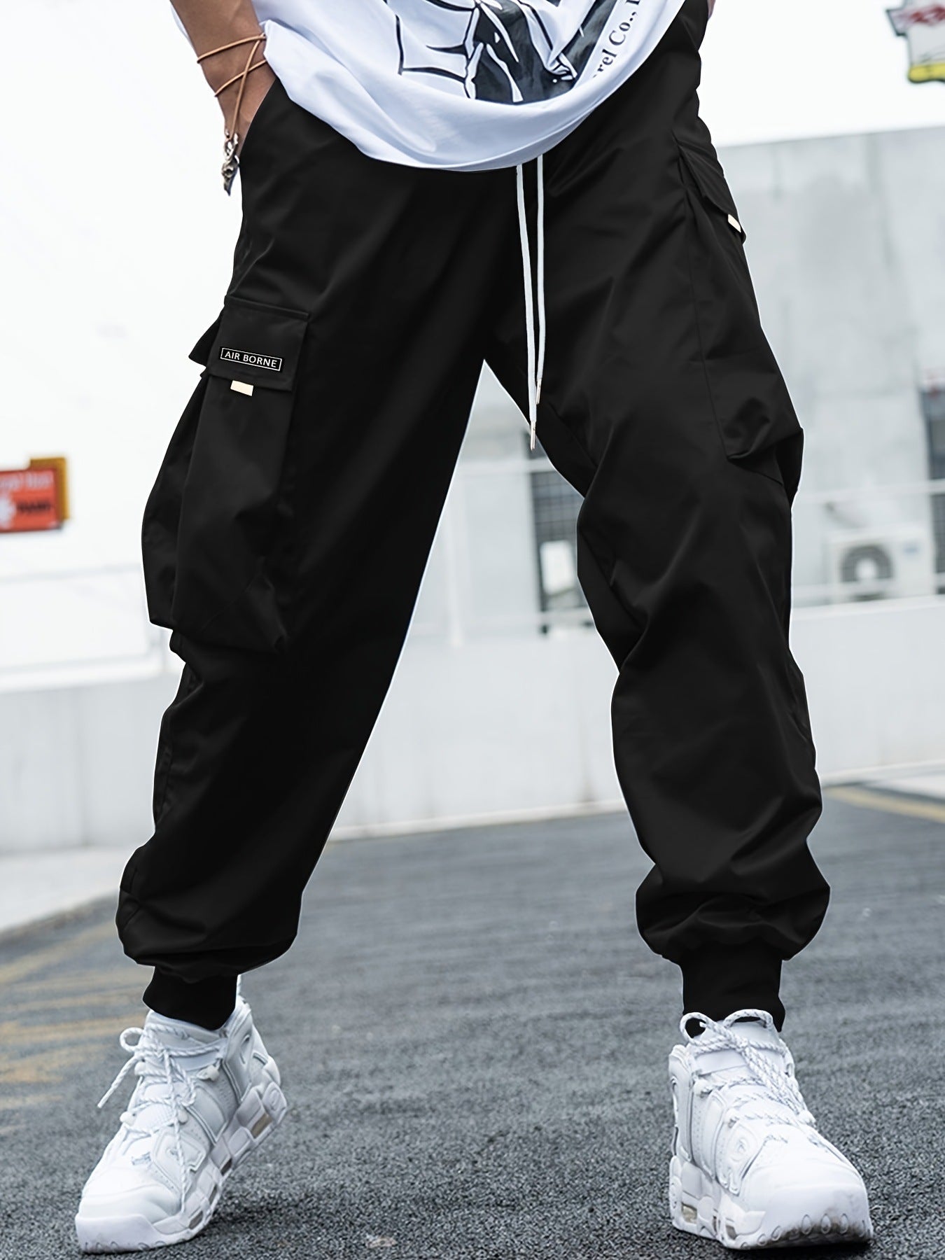 Multi-pocket Cargo Pants Men's Casual Hip-Hop Drawstring Trousers Outdoor Streetwear Sports Pant CJ US