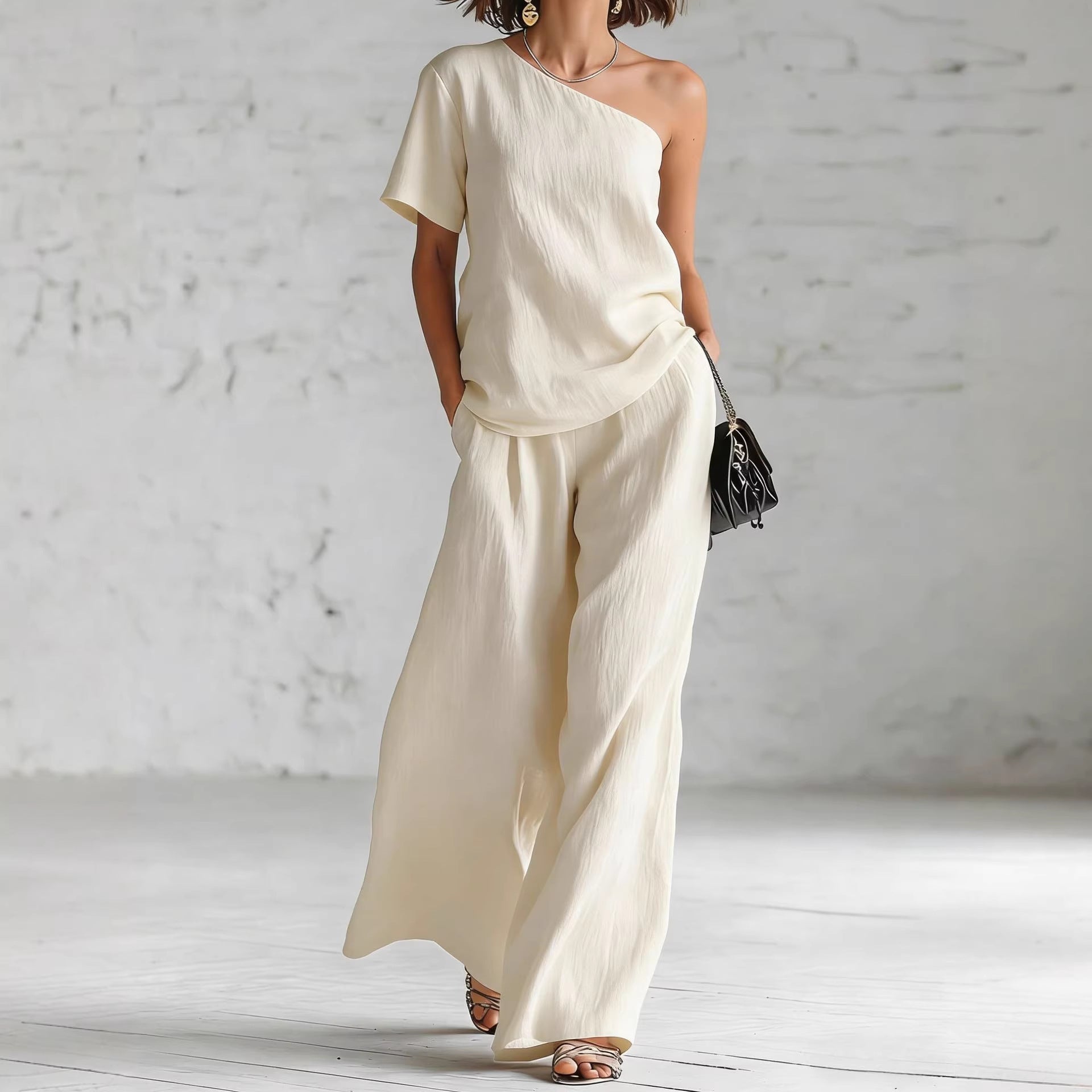 Fashion Top And Wide-leg Pants Casual Set 