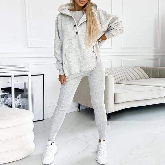 Women's Sports Suit Loose Hooded Sweatshirt & Vest Trousers | Diversi