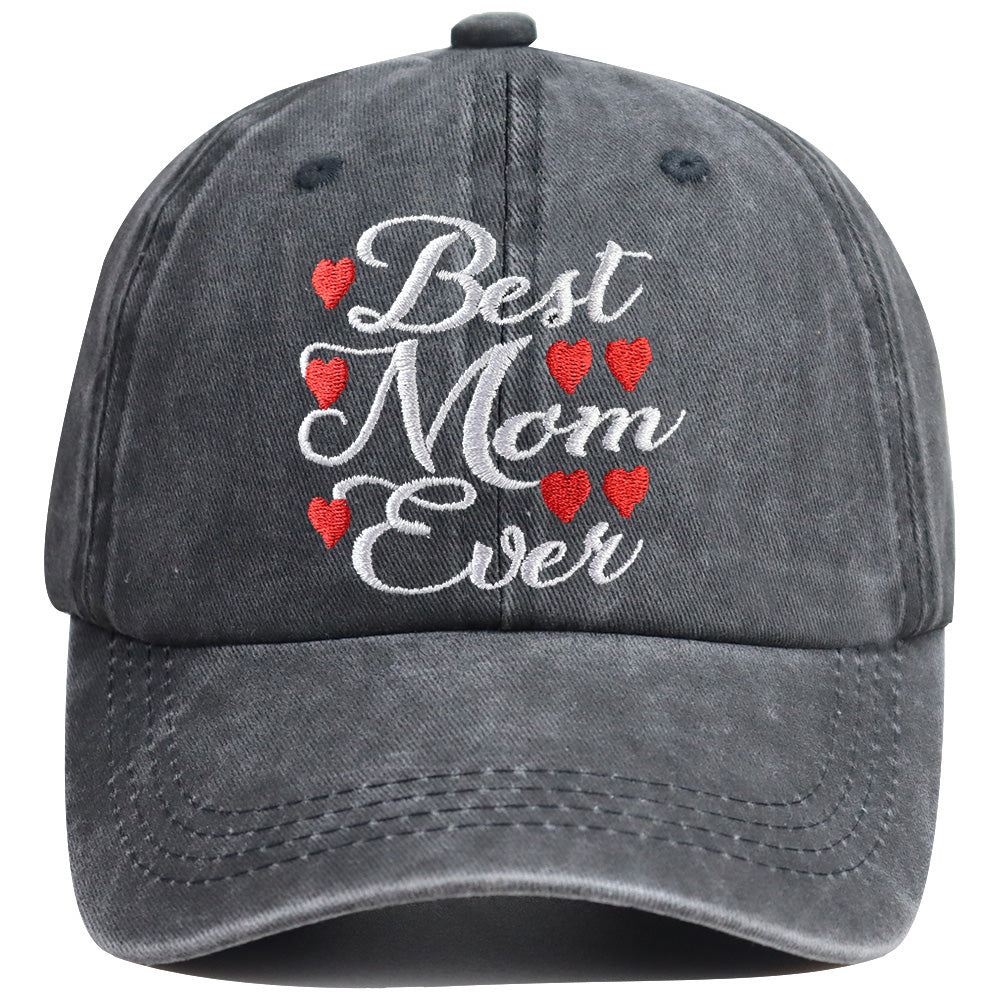 Best Mom Ever Adjustable Embroidered Wash Cotton Cap 