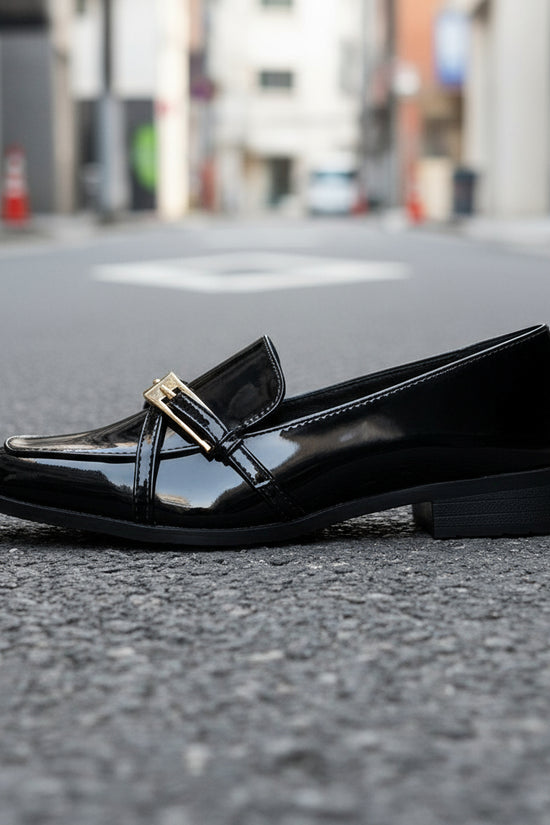 Casual All-Match Patent Leather Square Toe Leather Shoes CJ