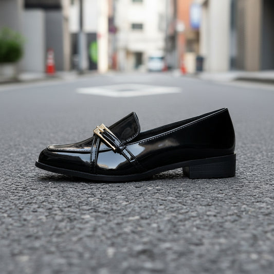 Casual All-Match Patent Leather Square Toe Leather Shoes CJ