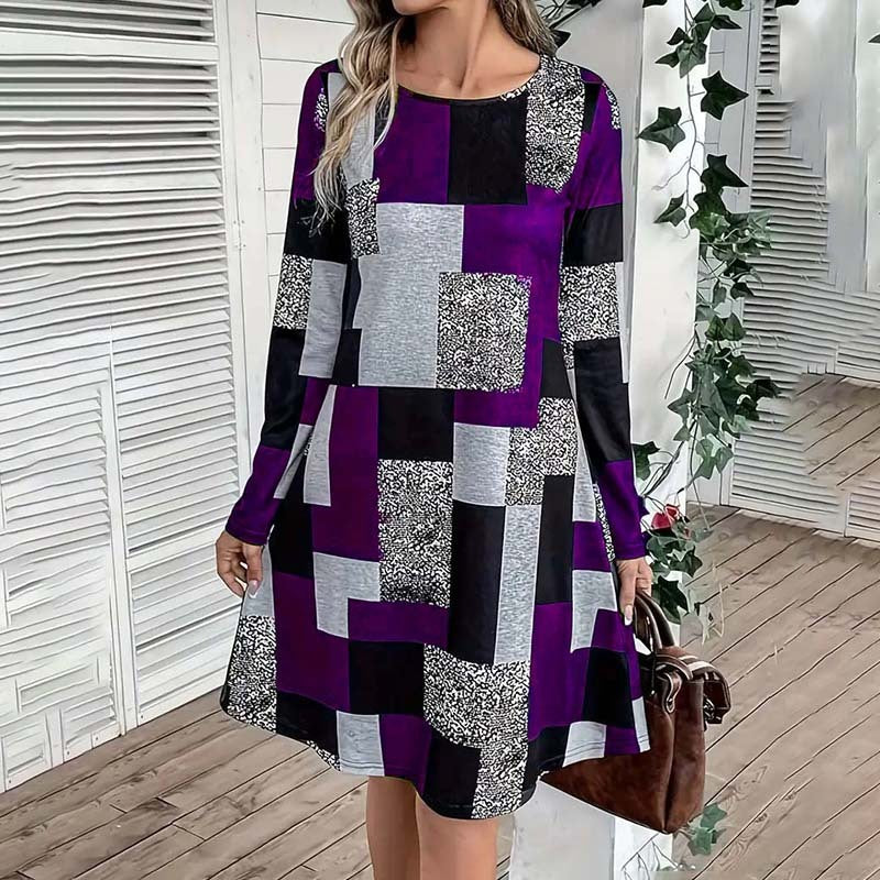 Women's Round Neck Long Sleeve Dress CJ US