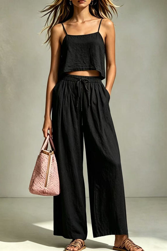 Women's Fashion Casual Camisole And Wide-Leg Pants Set 