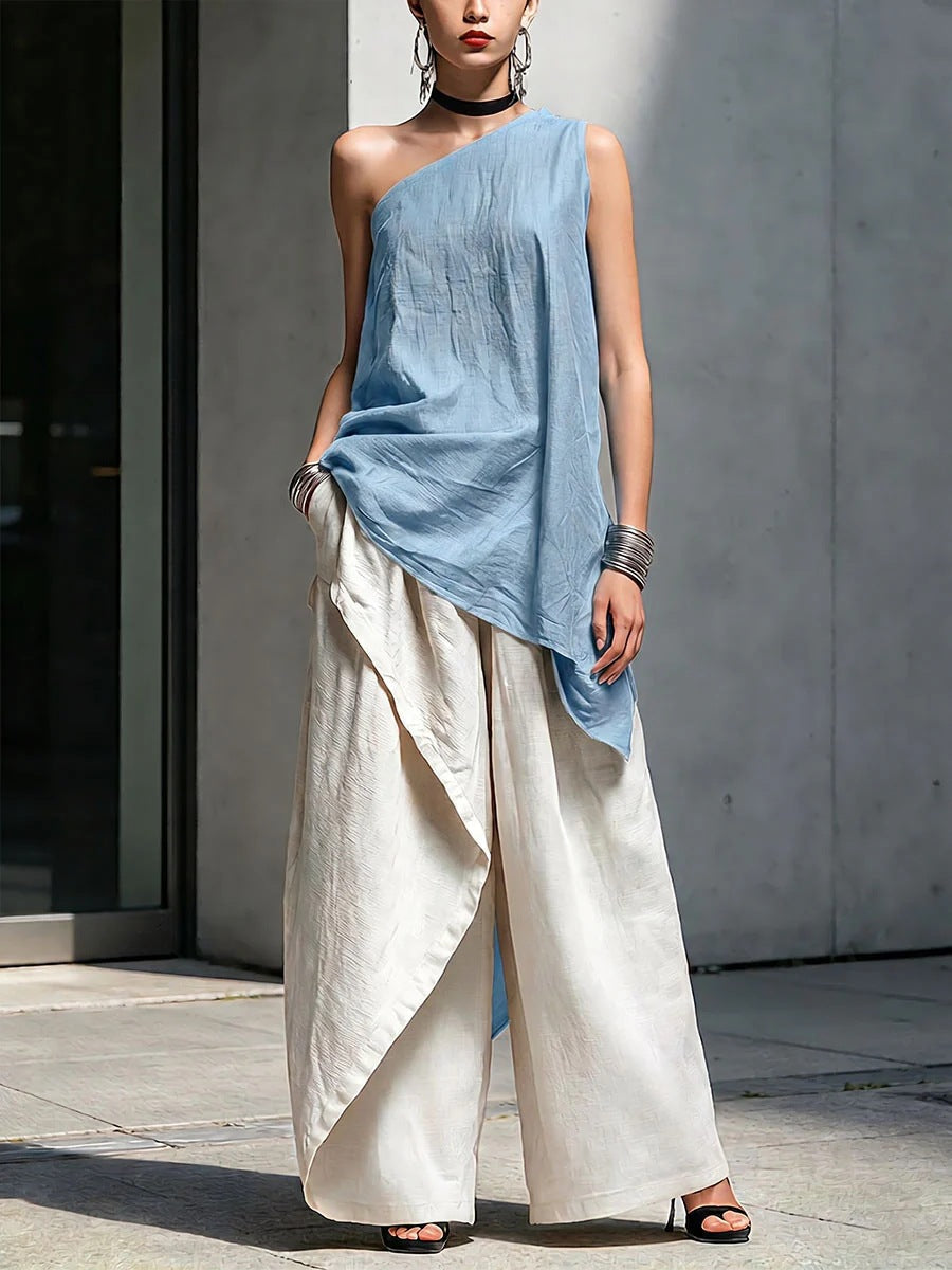 Casual Versatile Fashionable One-shoulder T-shirt 