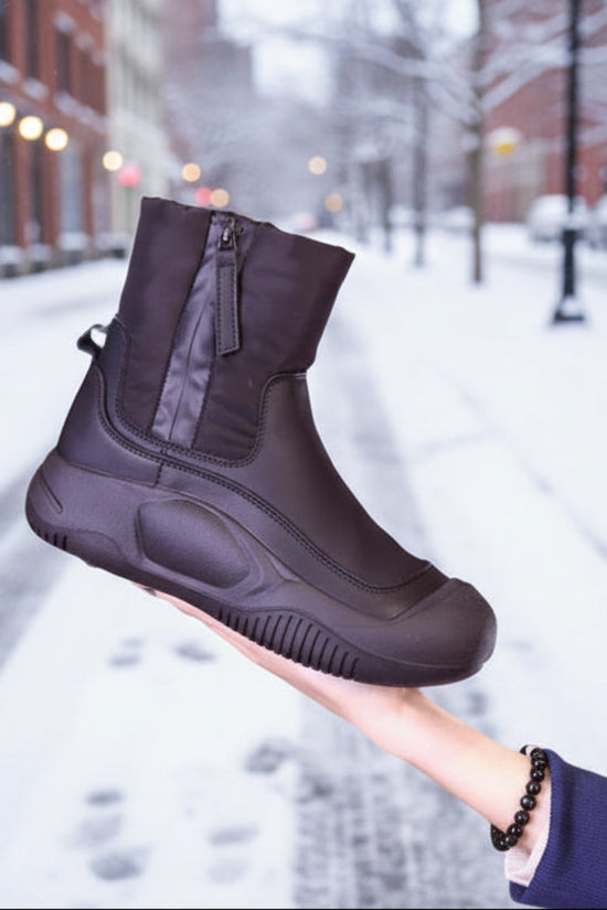 Winter Plush Snow Boots With Side Zipper Warm Thick-sole Non-slip Waterproof Short Shoes For Women 