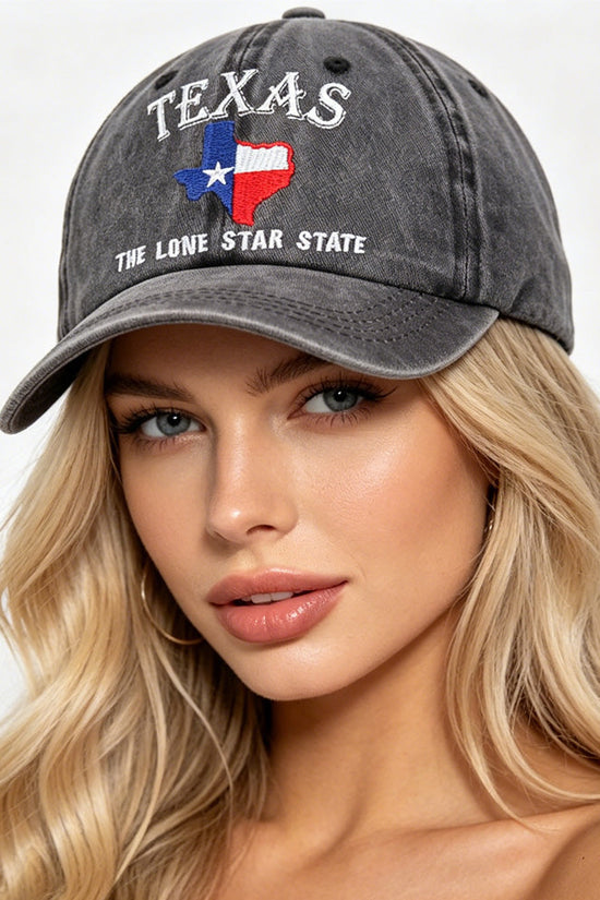 Texas Lone Star Embroidered Vintage Washed Baseball Cap – Adjustable Unisex Hat 