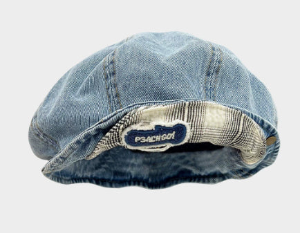 Double-brimmed, Turned-up Brim Denim Beret 